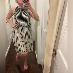 Geisha Designs Striped Black and White Sleeveless Dress